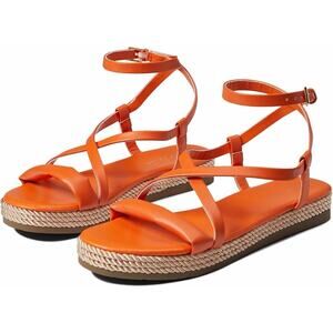Marc Fisher Orange Strappy Ankle‑Wrap Flat Sandals